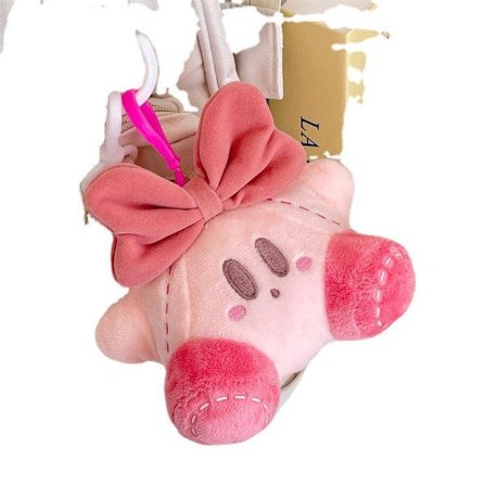 Kirby Plys Dukke Nøglering med Sløjfe, Sød Taske Vedhæng Gave til Piger