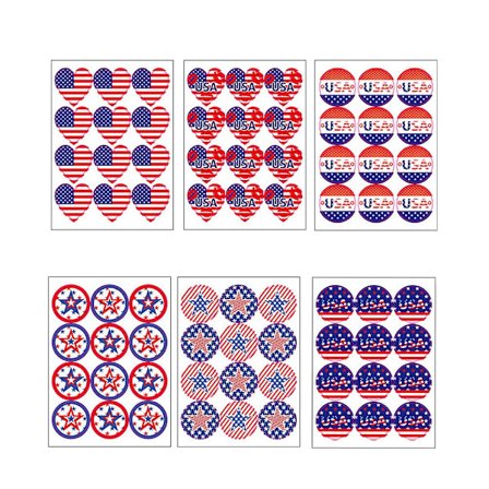 36 ark med hjärtformade USA-klistermärken, patriotiska dekaler, USA-klistermärken, amerikanska flaggklistermärken (M)