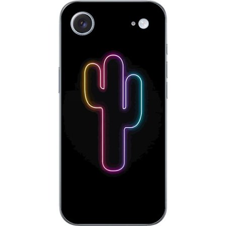 Yhteensopiva Puhelinkuori Apple Apple iPhone 17 Air Neonpiirros kaktuksista vaaleanpunaisessa ja sinisessä valossa tummaa taustaa vasten