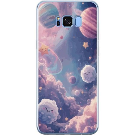 Kompatibel Mobilcover til Samsung Galaxy S8+ Drømmende rumhimmel med planeter, skyer og smilende stjerner
