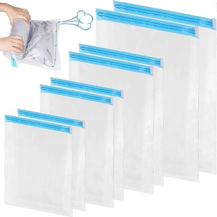 Vaatepussit tyhji imurille, 8 kpl. Tiivistetyt tyhji pussit 4 koossa