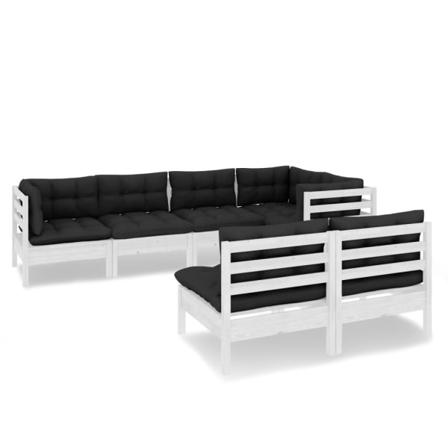 Vidaxl Loungegrupp Med Dynor 7 Delar Vit Massiv Furu Vit