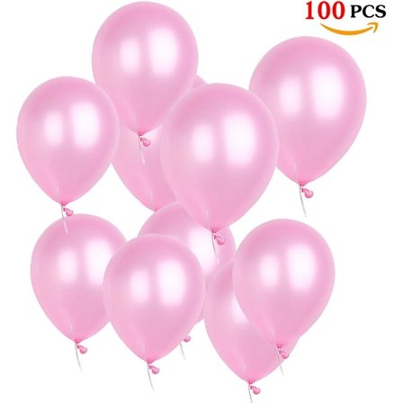 Rosa heliumballonger, rosa ballonger Ø 30cm för flickor, barn, födelsedagskommunion och dop, bröllop, Alla hjärtans dag festdekoration (100 stycken)