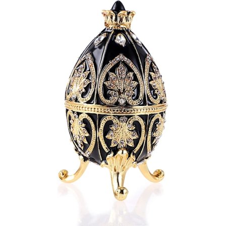 Emaljeret Fabergé æg, dekorativ hængslet smykkeskrin med funklende rhinsten, unik gave/pynt til hjemmet, kommode, fødselsdagsfest (sort)