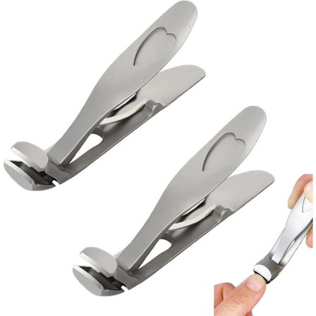 Negleklippere for tykke tånegler, ergonomisk vinklet hode, tåneglklippere for eldre, Shirem negleklippere sølv Silver-FF- Silver 2 stk