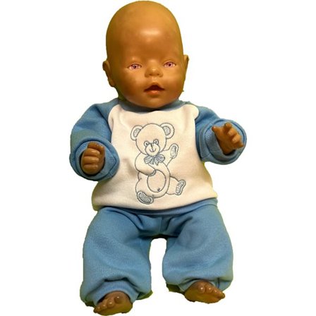 Ljusblå/vit joggingdress till Baby Born, dockkläder