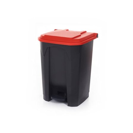 Pedal bin with coloured lid, 50 L, dark grey, red lid