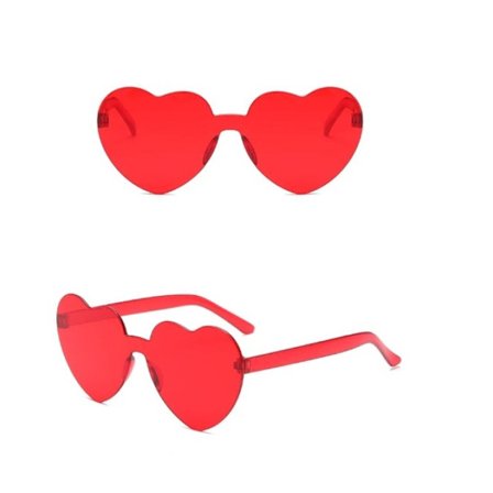Go Go Gadget - Partyglasögon - Solglasögon - Hjärta - Hippieglasögon - Sommar - Röd - Set om 2
