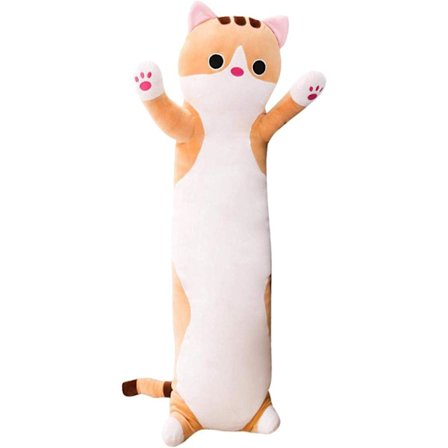 Mjuk plyschlång kudde tecknad katt djur nackkudde plysch, 50CM gul