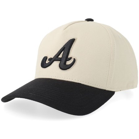 Iconic - Beige Adjustable Cap - Letter A In 3d Blank Stone/Black A-frame Adjustable @ Hatstore