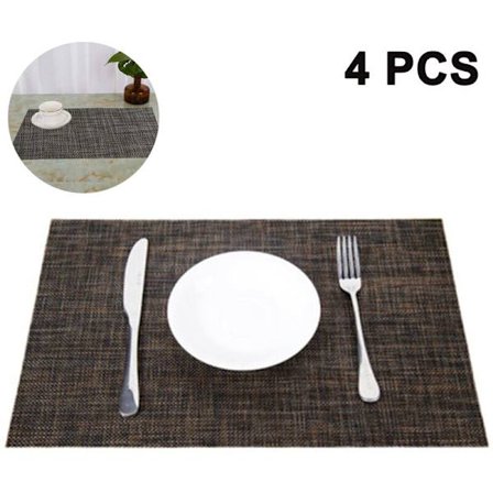 Varme- og pletbestandige skridsikre køkkenunderlag 4-pak kraftige vaskbare PVC-underlag vævede vinylunderlag brune