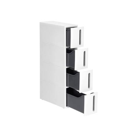 Rootz smal rullehylde - Opbevaringsstativ - Pladsbesparende organisering - Dybe skuffer - Vandtæt PP - 45cm x 17cm x 83cm