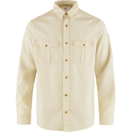 Fjällräven Herr's Övik Travel Shirt Long Sleeve in Chalk White | Size: Large, Hampa/Polyester