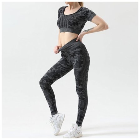 Sports Gym Workout träningsoveraller Set med hög midja struktur K