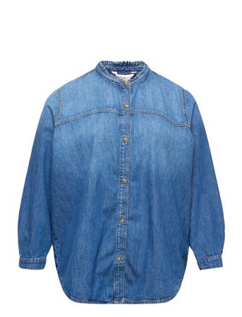 Crv Dnm Frill 7/8 Slv Shirt Paty Shirts Denim Shirts Blå Tommy Hilfiger*Betinget Tilbud