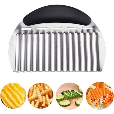 Vågig Skärare för Grönsaker Potatis, Rostfritt Stål Vågkniv, Köksvågig Skärare Kniv Hackare Sallad Hackning Gurka Morot Frukt Grönsak