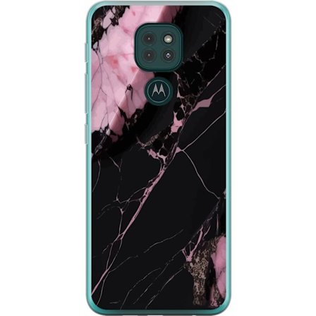 Kompatibelt Mobilskal till Motorola Moto G9 Play Svart rosa marmor