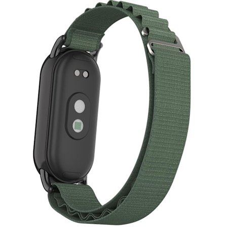 Nylon armband för Xiaomi Smart Band 8 Justerbart ersättningsarmband med svart kontakt