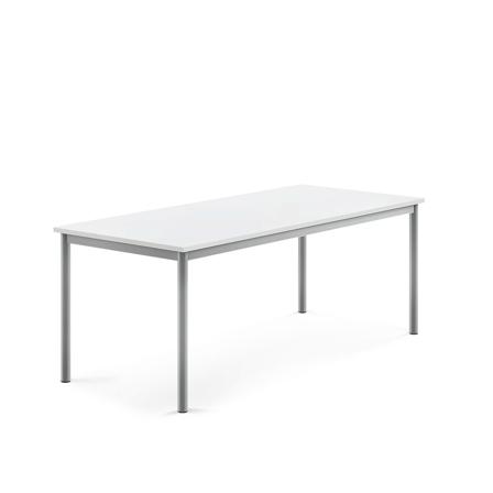 Tisch BORÅS, 1600x700x600 mm, Laminat weiß, alugrau