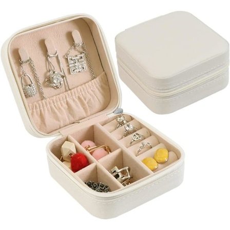 Smyckeskrin Organizer, Sammet Foder PU Läder Resefodral Smyckeskrin för Ringar Örhängen Halsband Armband Gåvor till Flickor Kvinnor