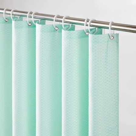 Dusjforheng, Mintgrønn, 180 x 180 cm, Muggsoppbestandig, Polyesterstoff, Vanntett, Tykt, Vaskbart Badeforheng, Kroker, Vektet