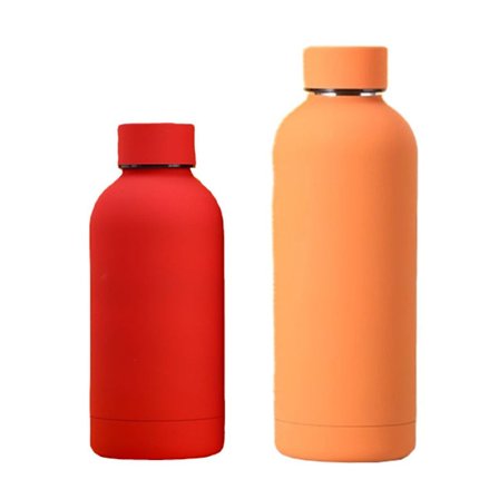 2 stk. rustfrit stål vandflaske termokande rød + orange 350ml + 750ml KLB