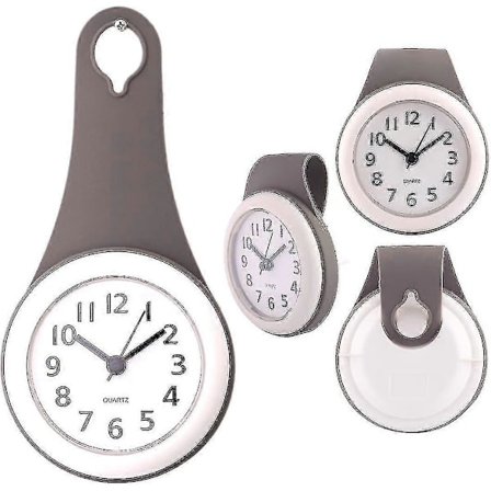 Højkvalitets Grå Badeværelses Væg Ur, Badeværelses Ur, Sugekop Ur, Vandtæt, Stille, Ikke-Tikkende