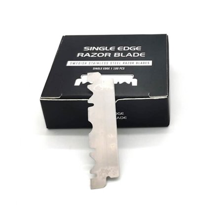 100 stk. barberblad med enkel egg Slitesterke barberblad i rustfritt stål, halve barberblad kompatible med sammenleggbare barberkniver Nye