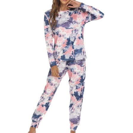 Kvinnor Crew Neck Lounge Set Tie Dye Nightwear