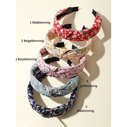 Handgjord Tygkläd diadem med knyt (3 rosa blommig)