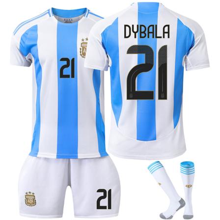 Fodboldtræningstrøje 2024 Copa America Argentina Fodboldtrøje 10 Messi 11 Di Maria Voksen Børn Trøjesæt Home 21 med strumpor 16