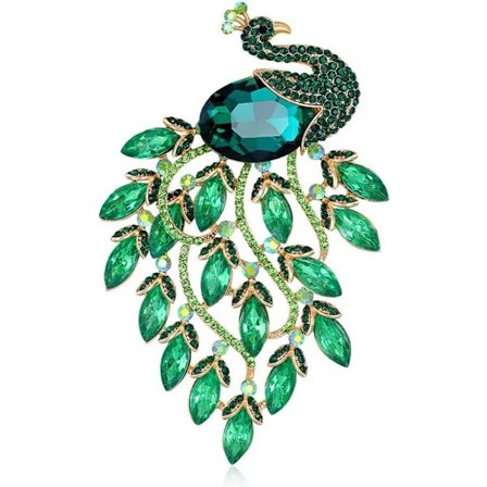 Elegant grøn rhinsten krystal påfugl broche nål til kvinder og piger, fugl dyre reversnåle brocher corsage, delikate kjole tilbehør