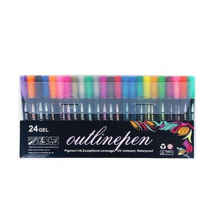 Outline Magic Pens Adventskalender Flickor 12 Färger Dubbel Linje Glitter Pennor KLB