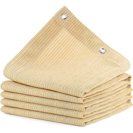 (4x4m) Solsejl Solbeskyttelse Rektangulær Canvas, HDPE 95% Anti-UV Bilmarkise Med Reb Og Kabelbindere Til Have, Terrasse, Altan, Camping, Pergola