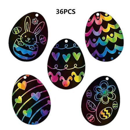 36 stk. påskepynt påskedesign regnbue skrabe kunst DIY legetøj