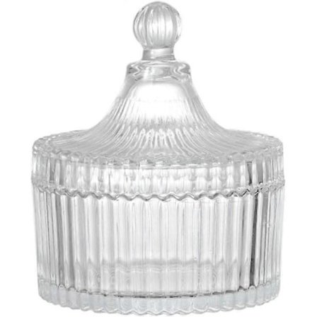 Godisskål med lock, dekorativ godisskål, kristallskål med lock, glasburk, bröllopsgodisbufféburk, tältformad matburk (klar)