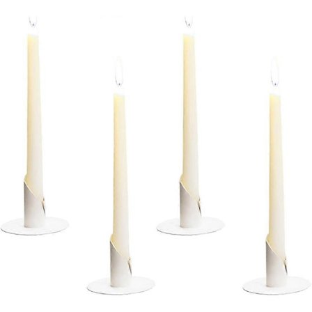 Ljusstake Metall 4 st, Ljusstake för middag med levande ljus, Metall Ljusstakar för Vardagsrum och Sovrum Dekoration, Vit