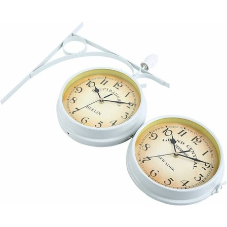 Retro-aseman kello, kaksinkertainen seinäkello kaksinkertaisella heiluripidikkeellä sisä- ja ulkotiloihin, koti, puutarha, keittiö, piha, olohuone