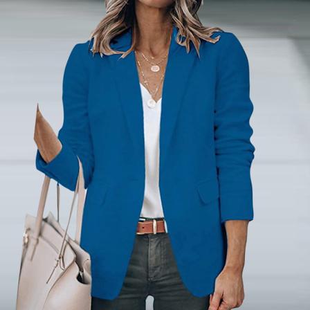 Kvinnor Enkelknäppt Ytterkläder Öppen Front Blazer