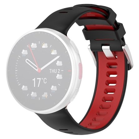 Polar Vantage V2 kaksivärinen silikonikellon hihna - Musta / Punainen