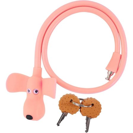 Cykelkabellås, Kabellås med nycklar, Silikonöverdraget cykellås Barnkabellås Tecknat lås Ljusrosa)