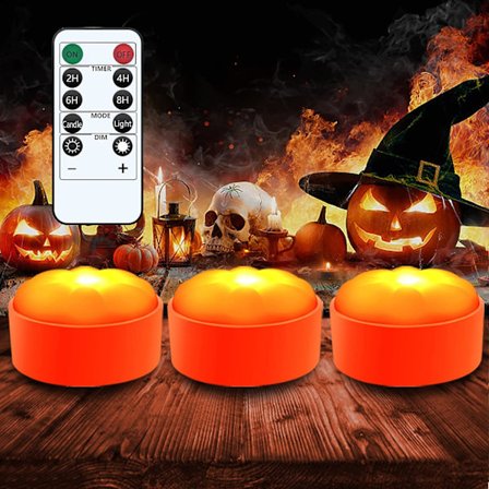Halloween LED-pumpalampor utomhus med fjärrkontroll och timer, Batt