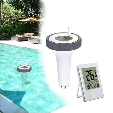 Flytende termometer for basseng, digitalt bassengtermometer med LCD-skjerm med utendørs bassengtermometer innendørs for akvarium, spa, fiskedam