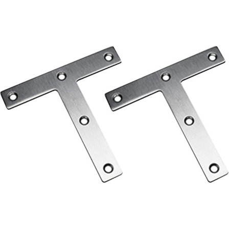 T Shape Assembly Legs, 120 X 120mm Flat Straight Fixing Brackets, Furniture Fixing Plate, Plated Brackets Repair Stainless Steel Bracket (2 Pack) Crjj
