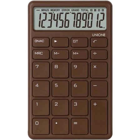 Lomme- og bordregner i beige med lysstærk LCD-skærm, håndholdt bordregner med dobbelte strømkilder