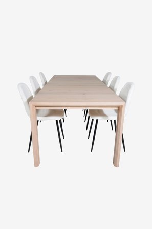 Venture Home - Spisegruppe Slider med 6 spisebordsstole Polar - Hvid - Spisegrupper - Fra Homeroom