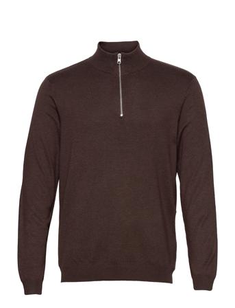 Onswyler Life Ls Half Zip Knit Knitwear Half Zip Pullover Brun ONLY & SONS