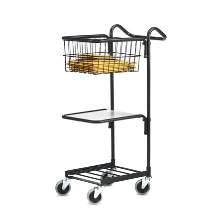 Mini trolley COMPACT, 1 shelf + 1 basket, 660x360x1070 mm