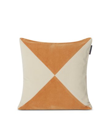 Lexington Patched organic cotton velvet pillow cover mustard