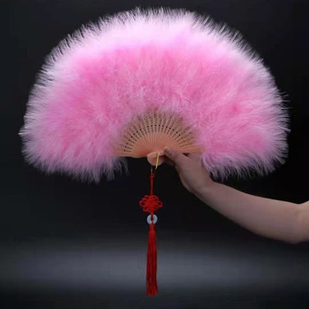 Feather Folding Fan Sweet Fairy Girl Gothic Court Dance Hand F